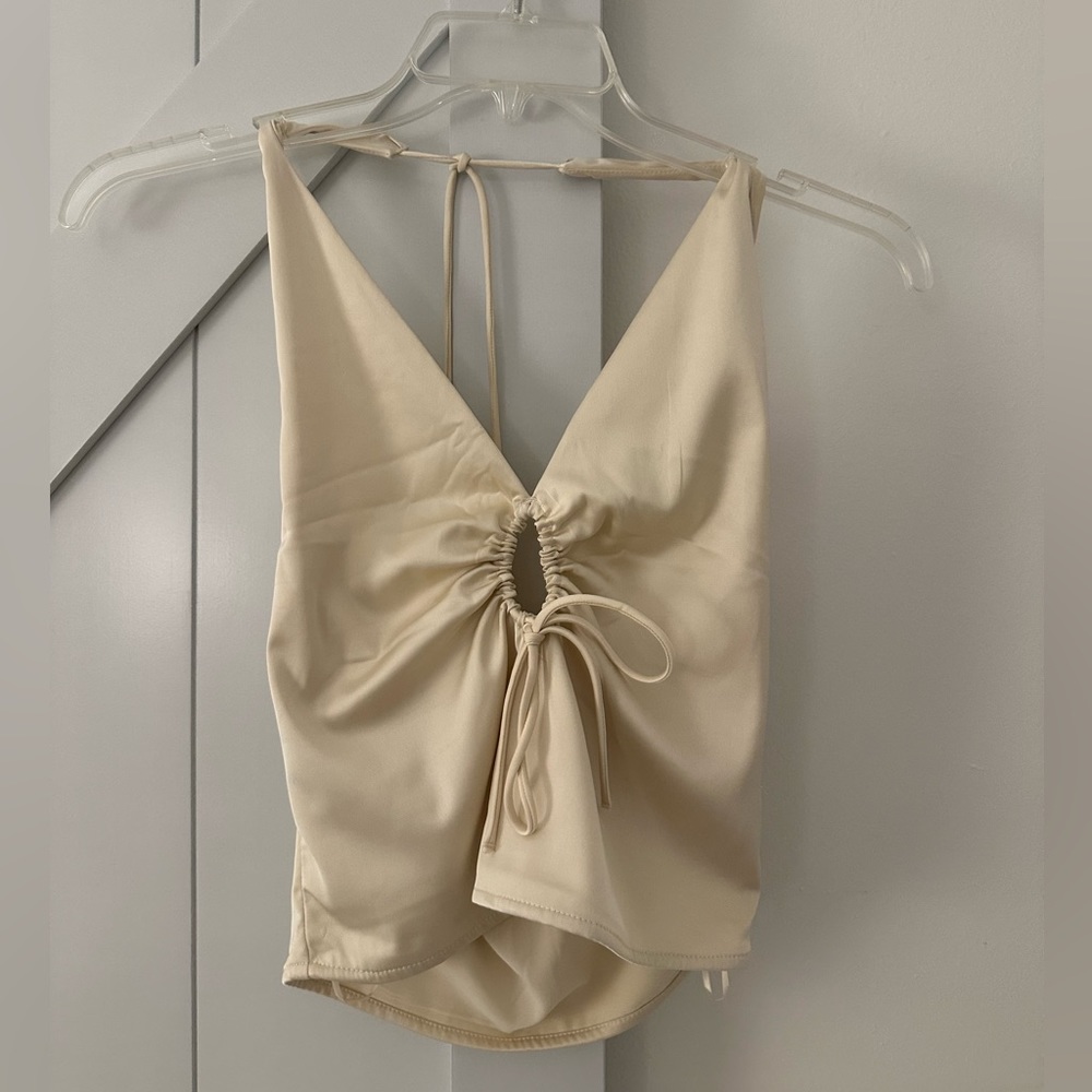 Satin Cinched Halter Top